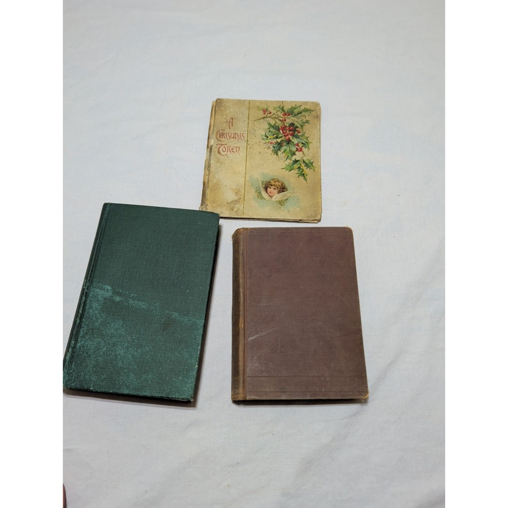 Vintage Antique Book Lot 3pc Chaucer Prologue Makers of History Christmas Token